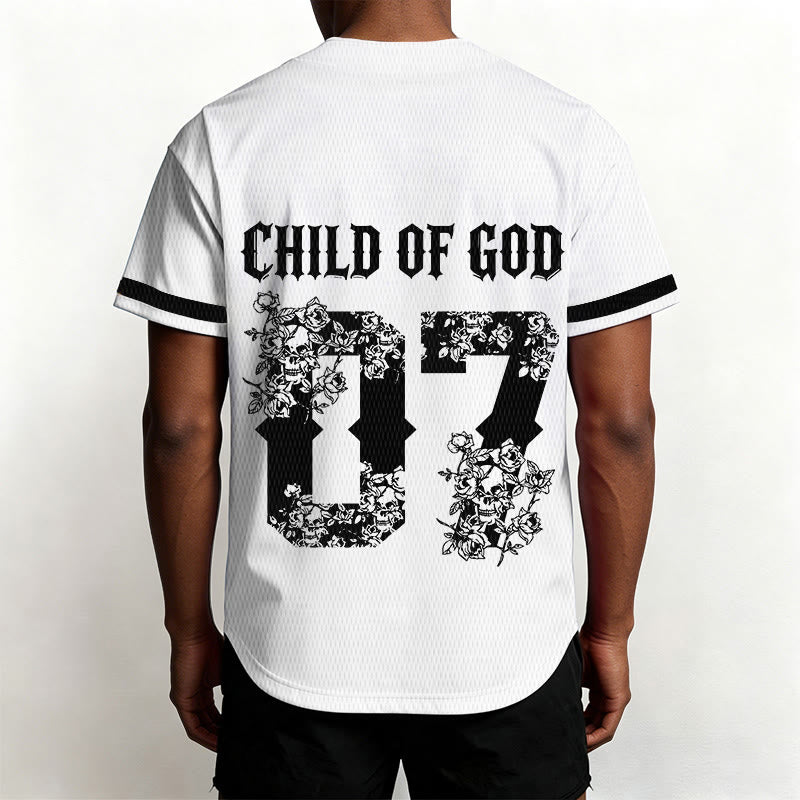Christianartworkshop "Child Of God" Floral Filled Number 07 Button-Up Baseball Jersey - image 11