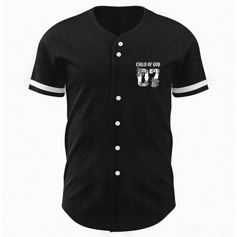 Christianartworkshop "Child Of God" Floral Filled Number 07 Button-Up Baseball Jersey - image 3