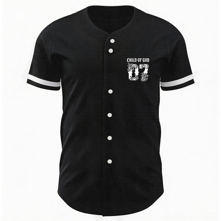 Christianartworkshop "Child Of God" Floral Filled Number 07 Button-Up Baseball Jersey - image 3