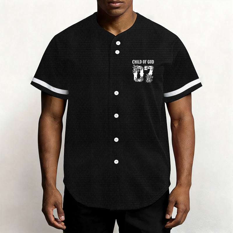 Christianartworkshop "Child Of God" Floral Filled Number 07 Button-Up Baseball Jersey - image 1