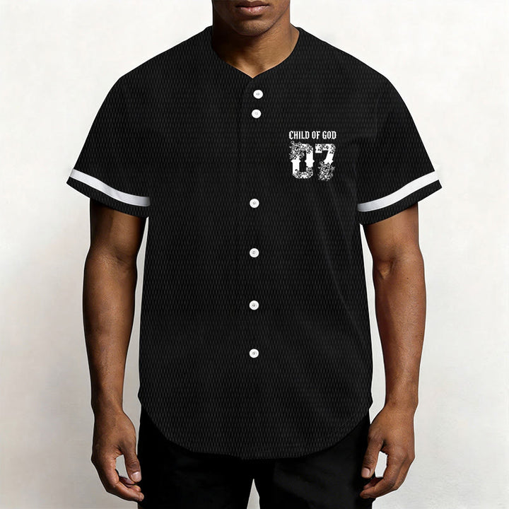 Christianartworkshop "Child Of God" Floral Filled Number 07 Button-Up Baseball Jersey - image 1