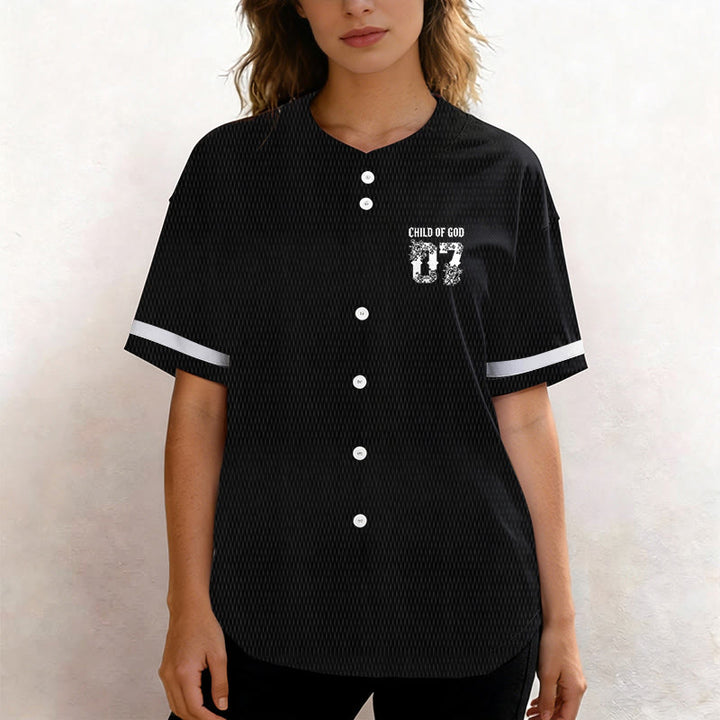 Christianartworkshop "Child Of God" Floral Filled Number 07 Button-Up Baseball Jersey - image 2
