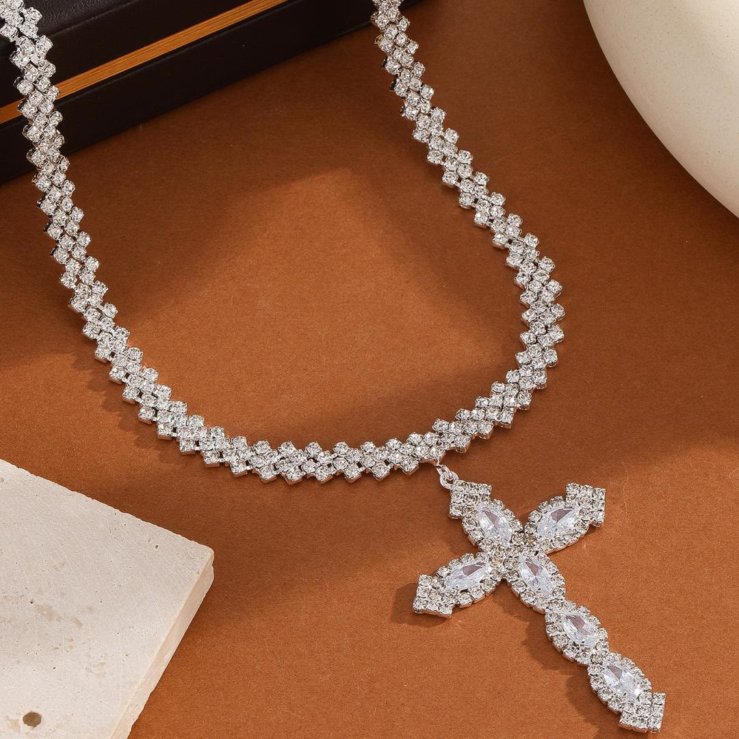 Christianartworkshop Multi-Style Radiant Arrow Tip Cross Full Sparkle Inlaid Tennis Chain Pendant Necklace: Timeless Emblem of Gentle Heavenly Guardianship - Elongated Cross - image 9