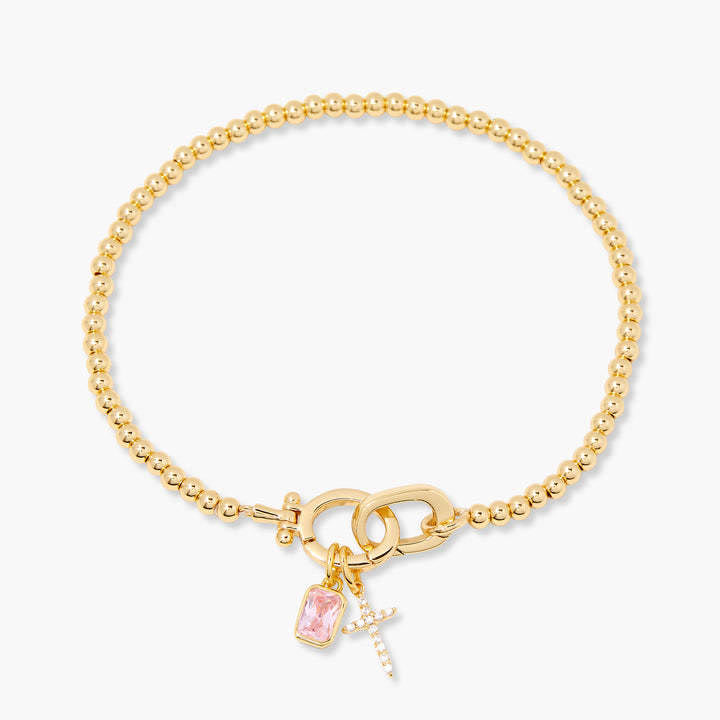 Christianartworkshop Custom Birth Month Rectangular Accent Sparkle Cross Beaded Bracelet: Timeless Emblem of Gentle Heavenly Guardianship - October - image 13