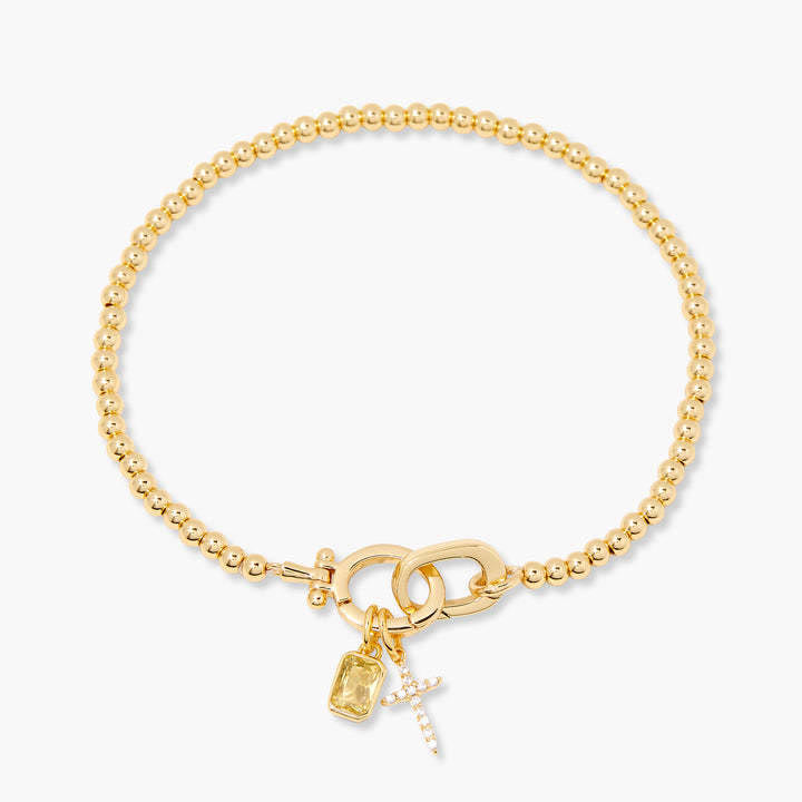 Christianartworkshop Custom Birth Month Rectangular Accent Sparkle Cross Beaded Bracelet: Timeless Emblem of Gentle Heavenly Guardianship - November - image 14