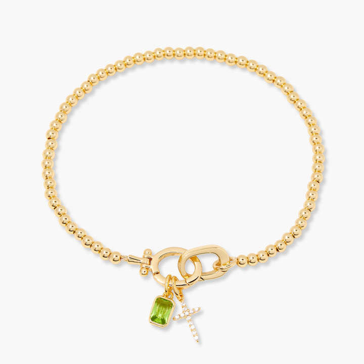 Christianartworkshop Custom Birth Month Rectangular Accent Sparkle Cross Beaded Bracelet: Timeless Emblem of Gentle Heavenly Guardianship - August - image 11