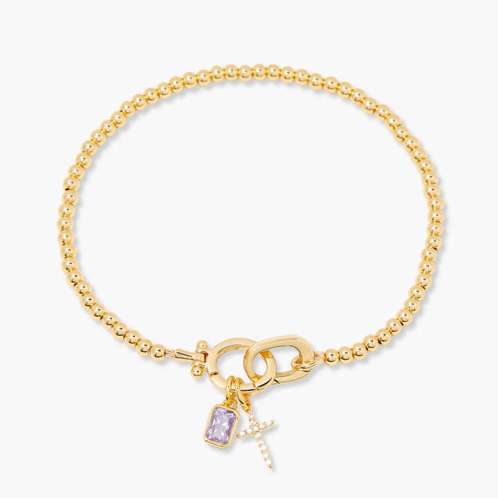 Christianartworkshop Custom Birth Month Rectangular Accent Sparkle Cross Beaded Bracelet: Timeless Emblem of Gentle Heavenly Guardianship - June - image 9