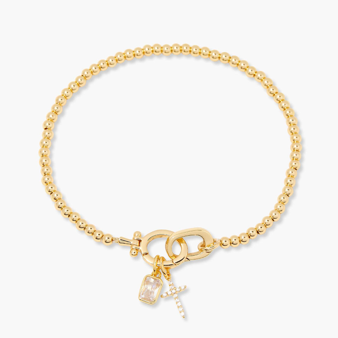 Christianartworkshop Custom Birth Month Rectangular Accent Sparkle Cross Beaded Bracelet: Timeless Emblem of Gentle Heavenly Guardianship - April - image 4