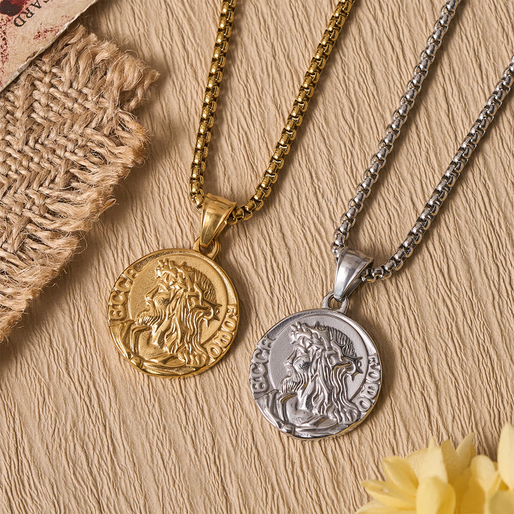 Christianartworkshop Crown Of Thorns Jesus Portrait Round Medal Box Chain Necklace: Timeless Emblem of Gentle Heavenly Guardianship - image 2