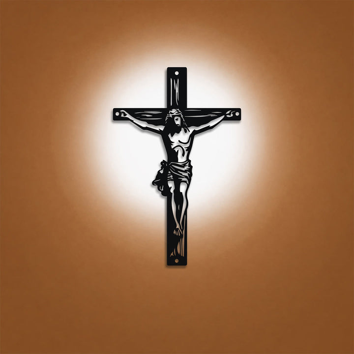 Christianartworkshop Jesus Crucifix Silhouette Metal Wall Decor: Timeless Emblem of Sacred Redemptive Grace - image 0