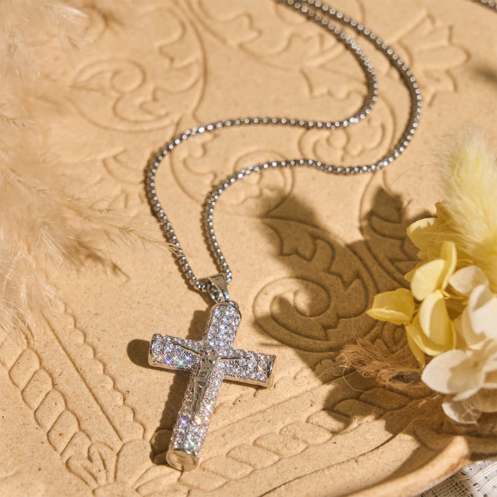 Christianartworkshop Jesus Crucifix Paved Necklace: Sparkling Detail for Faith & Daily Style - image 1