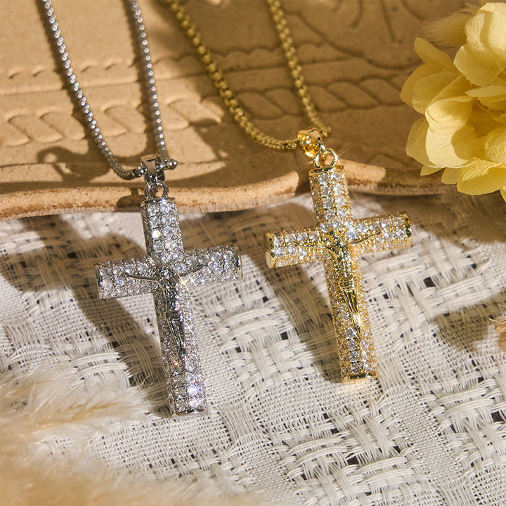FREE Today: Jesus Crucifix Paved Necklace: Sparkling Detail for Faith & Daily Style - image 0