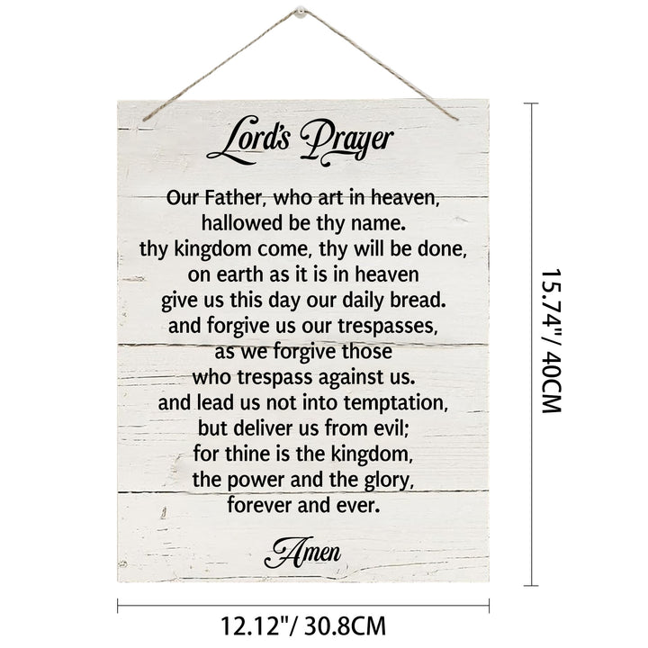 Christianartworkshop The Lord's Prayer Full Text White Distressed Wooden Wall Decor: Emblem of Devout Daily Prayer - 12.13''*15.75''*0.2''/30.8*40*0.5cm - image 5