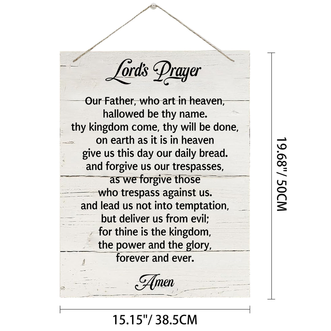 Christianartworkshop The Lord's Prayer Full Text White Distressed Wooden Wall Decor: Emblem of Devout Daily Prayer - 15.16''*19.69''*0.2''/38.5*50*0.5cm - image 6