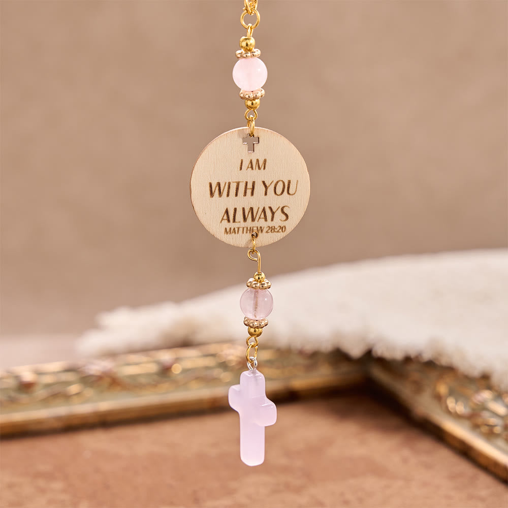 Christianartworkshop Matthew 28:20 Scripture Engraved Wooden Disc Stone Cross Car Charm: A Reminder of Merciful Divine Protection on Every Trip - image 7