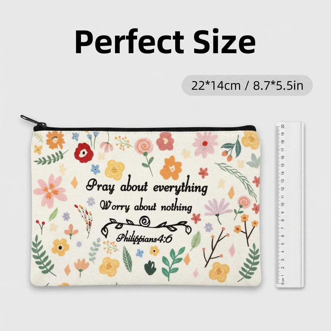 Christianartworkshop Philippians 4:6 Floral Scripture Pray About Everything Travel Cosmetic Bag: Embrace His Peace in Daily Life - image 2