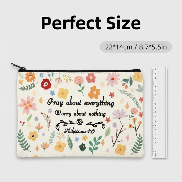 Christianartworkshop Philippians 4:6 Floral Scripture Pray About Everything Travel Cosmetic Bag: Embrace His Peace in Daily Life - image 2