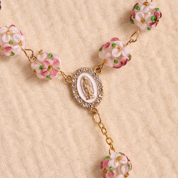 Christianartworkshop Ornate Jeweled Gold Cross Floral Glass Car Rosary: Token of Heavenly Travel Protection - image 7