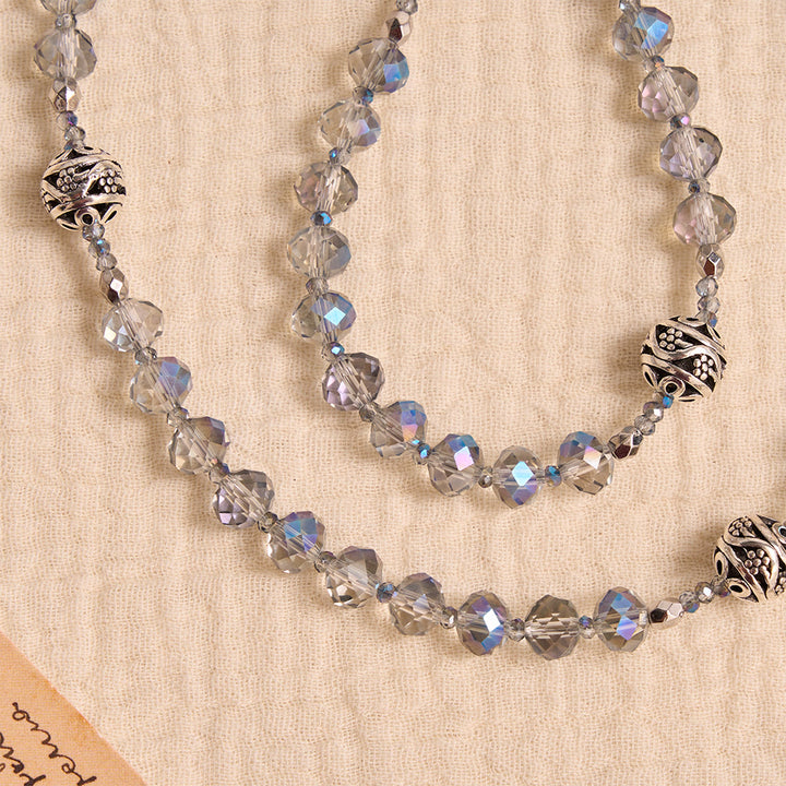 FREE Today: Iridescent Faceted Glass Rosary With Vintage Silver Spacers & Marian Enamel Medallion - image 5