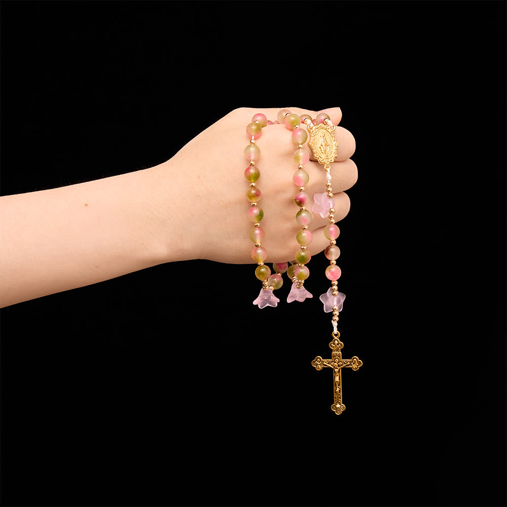 Christianartworkshop Whimsical Matte Morning Glory Gradient Bead Rosary: For Private Daily Meditation - image 1