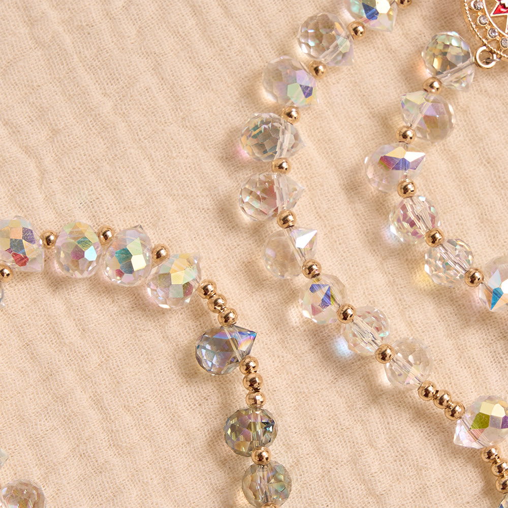 Christianartworkshop Gradient Iridescent Teardrop Glass Rosary With Jeweled Gilded Cross & Our Lady of Aparecida Medallion - image 5