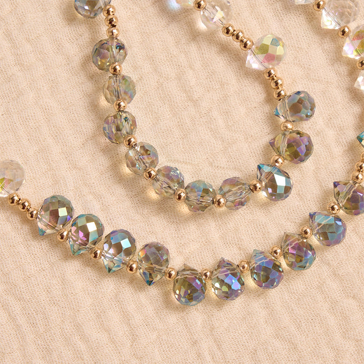 Christianartworkshop Gradient Iridescent Teardrop Glass Rosary With Jeweled Gilded Cross & Our Lady of Aparecida Medallion - image 6