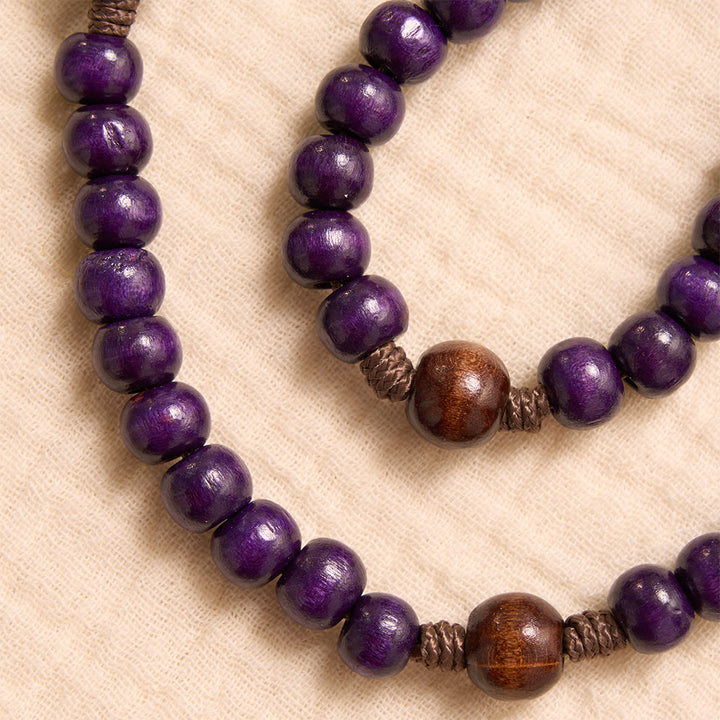 Christianartworkshop Purple Wooden Rosary With Bronze Crucifix & Embossed Holy Family Medallion - image 5