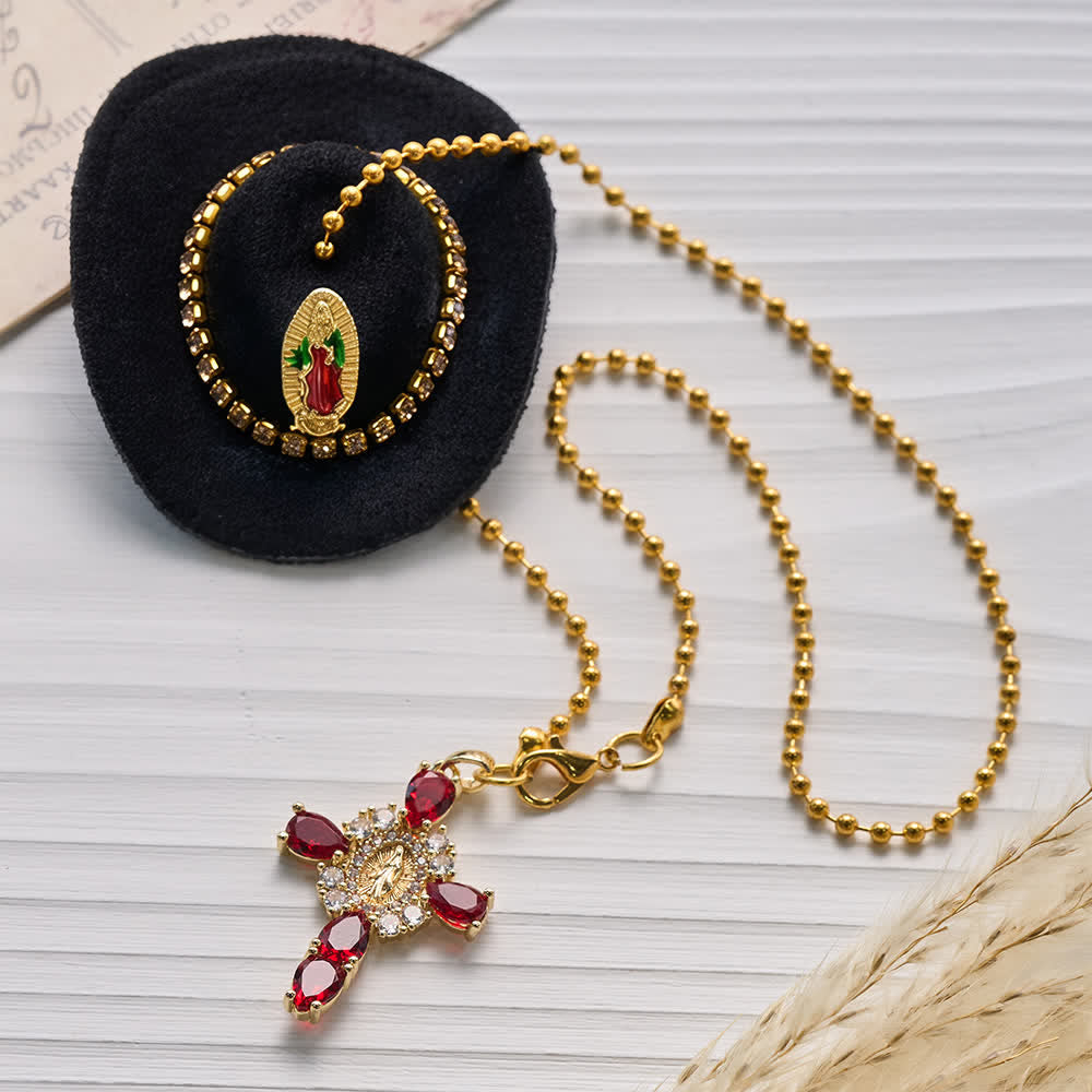 FREE Today: Mini Cowboy Hat Our Lady Crystal Cross Car Hanging Ornament: A Reminder of Merciful Divine Protection on Every Trip - image 13
