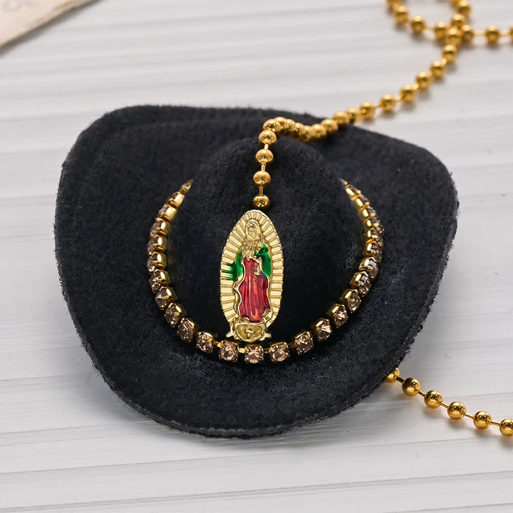 FREE Today: Mini Cowboy Hat Our Lady Crystal Cross Car Hanging Ornament: A Reminder of Merciful Divine Protection on Every Trip - image 14