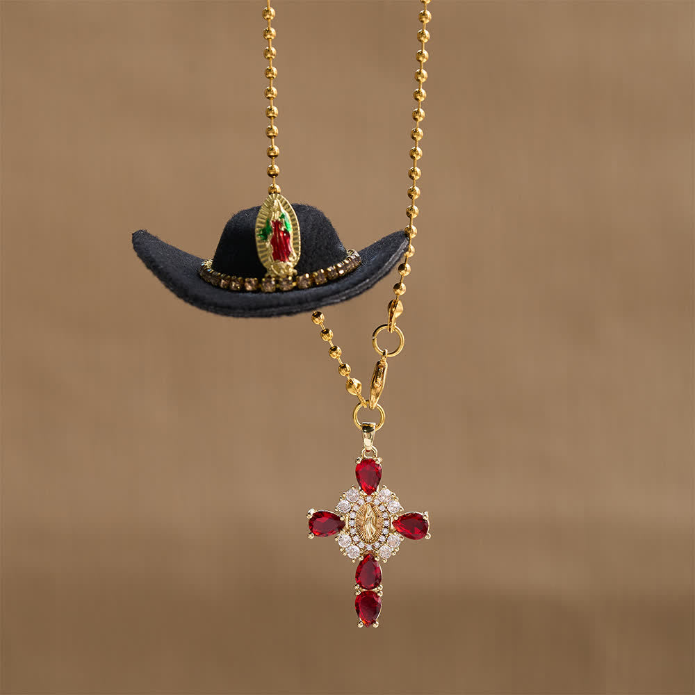 FREE Today: Mini Cowboy Hat Our Lady Crystal Cross Car Hanging Ornament: A Reminder of Merciful Divine Protection on Every Trip - image 18