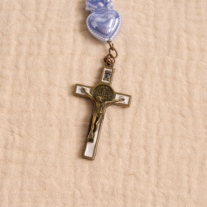 Christianartworkshop Gloss Glaze Sacred Heart Ceramic Prayer Rosary Featuring Sacred Heart Portrait Medallion - image 7