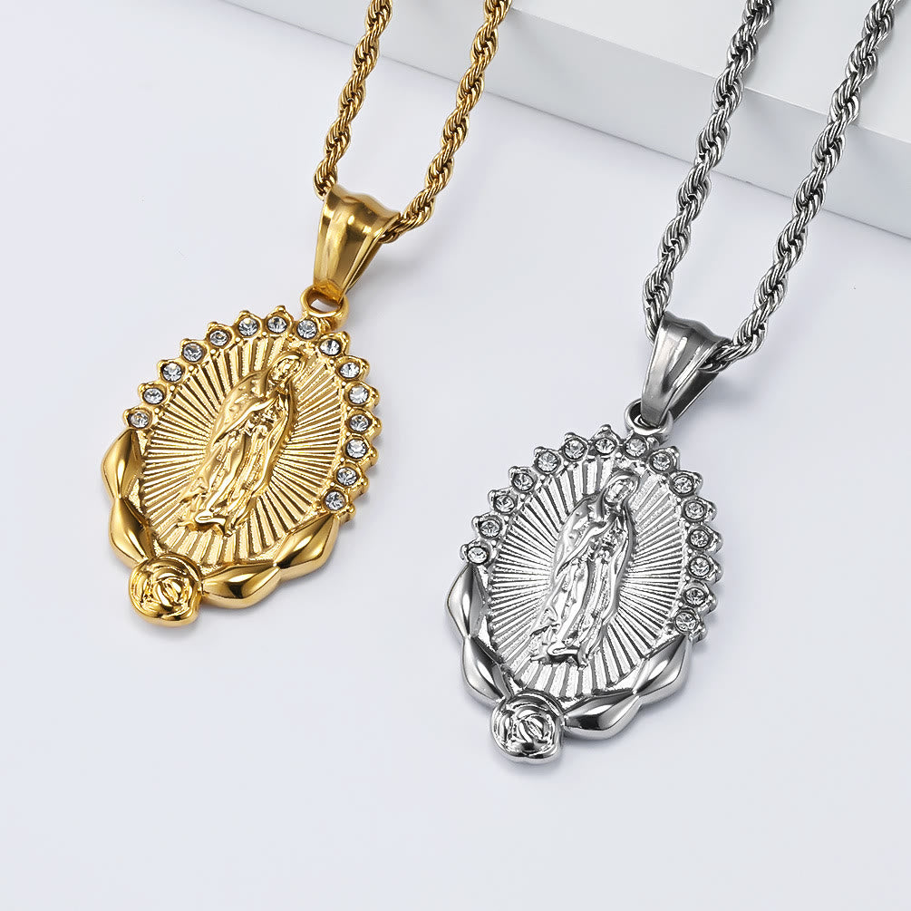 FREE Today: Luminous Zircon Our Lady Rose Rope Necklace: Token of Heavenly Benevolence - image 0