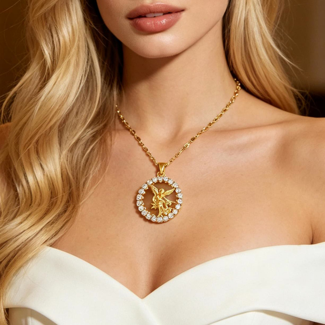 FREE Today: Zircon Halo St. Michael Circle Pendant Necklace: Token of Heavenly Archangel Protection - image 3