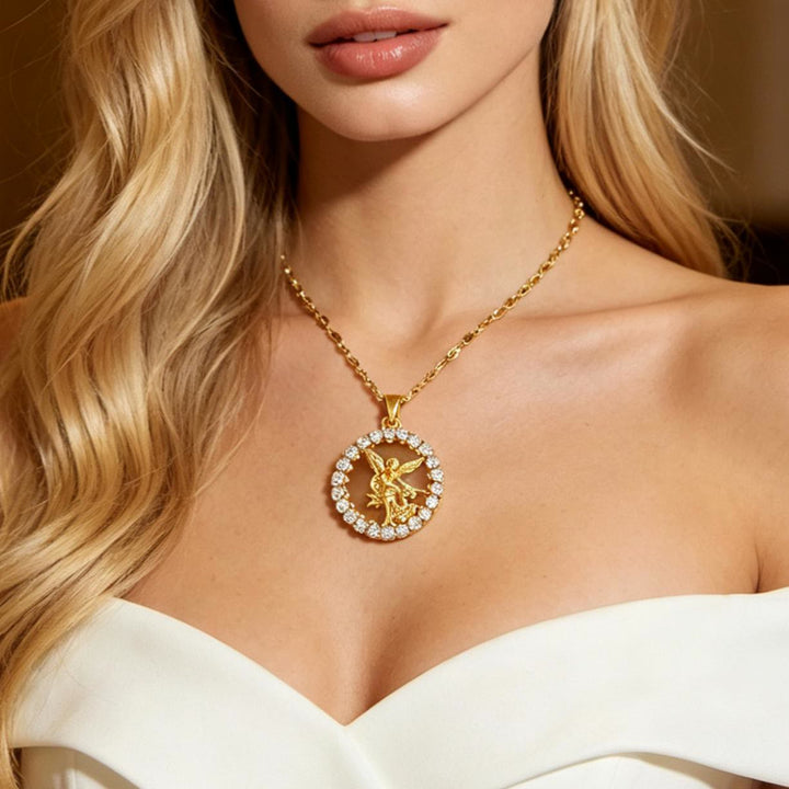 FREE Today: Zircon Halo St. Michael Circle Pendant Necklace: Token of Heavenly Archangel Protection - image 3