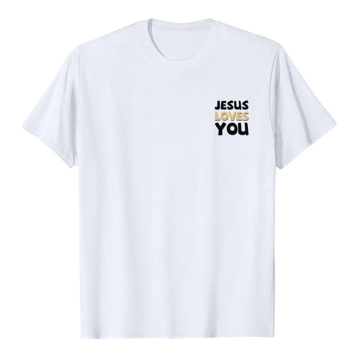Christianartworkshop Dual-Side Two-Tone Scripture REV.3:20 Letter Print Casual Classic T-Shirt - image 5