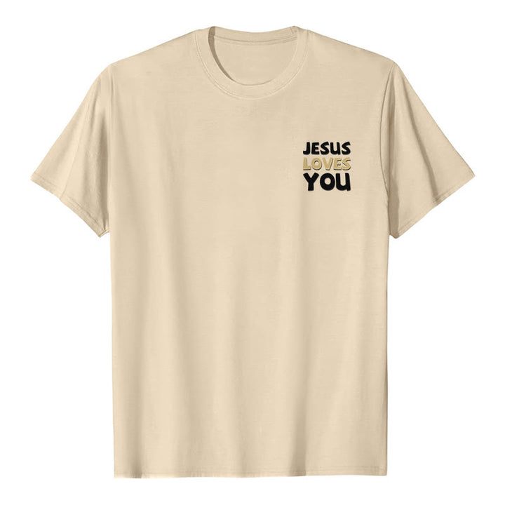 Christianartworkshop Dual-Side Two-Tone Scripture REV.3:20 Letter Print Casual Classic T-Shirt - image 8