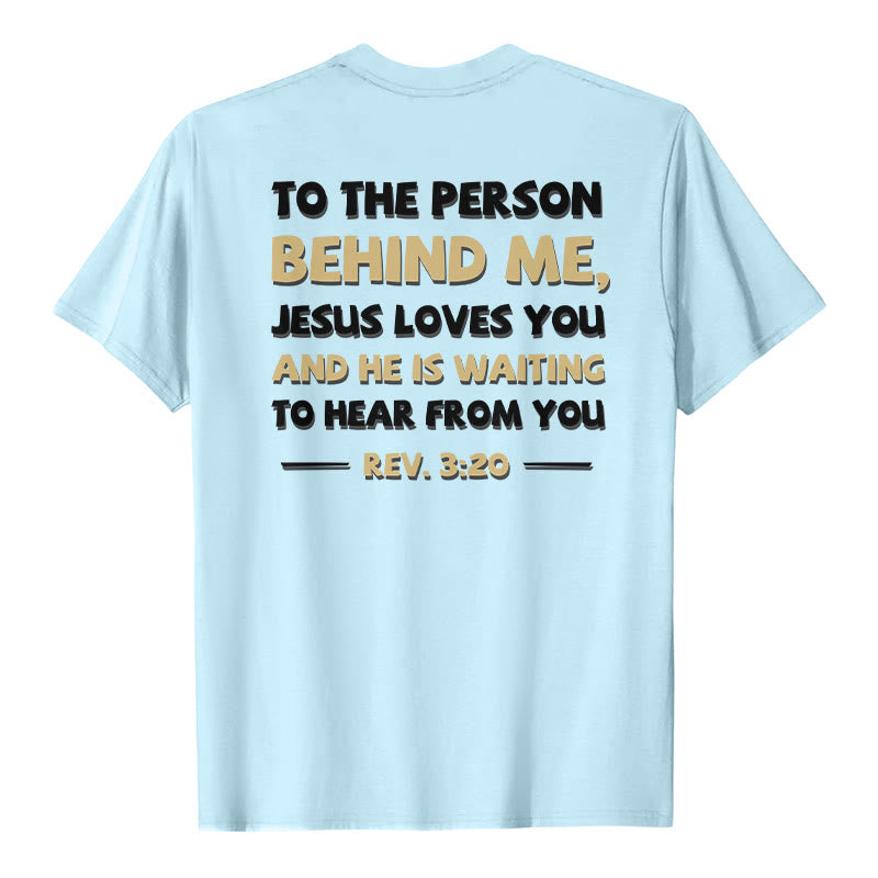 Christianartworkshop Dual-Side Two-Tone Scripture REV.3:20 Letter Print Casual Classic T-Shirt - Blue - 2XL - image 18