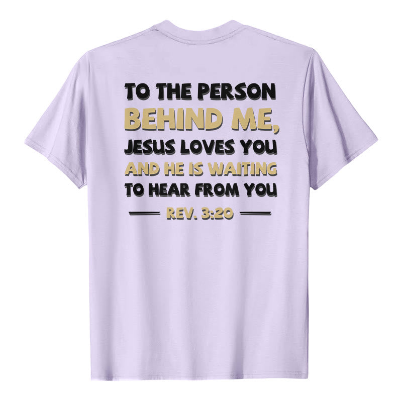 Christianartworkshop Dual-Side Two-Tone Scripture REV.3:20 Letter Print Casual Classic T-Shirt - Purple - 2XL - image 21