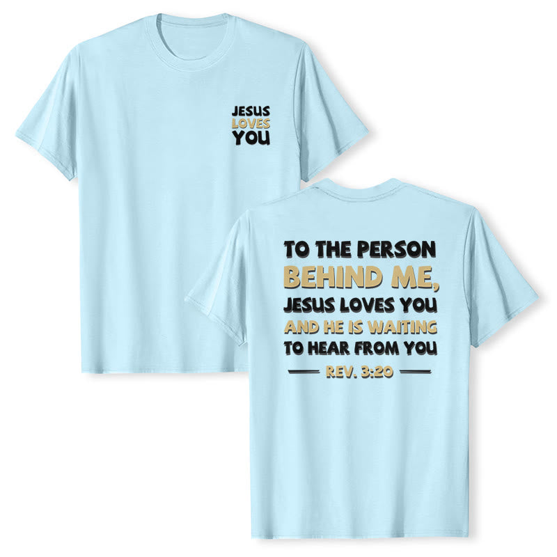 Christianartworkshop Dual-Side Two-Tone Scripture REV.3:20 Letter Print Casual Classic T-Shirt - image 19