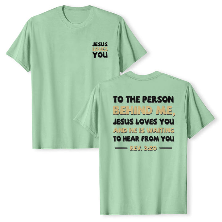 Christianartworkshop Dual-Side Two-Tone Scripture REV.3:20 Letter Print Casual Classic T-Shirt - image 25