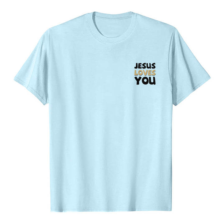Christianartworkshop Dual-Side Two-Tone Scripture REV.3:20 Letter Print Casual Classic T-Shirt - image 20