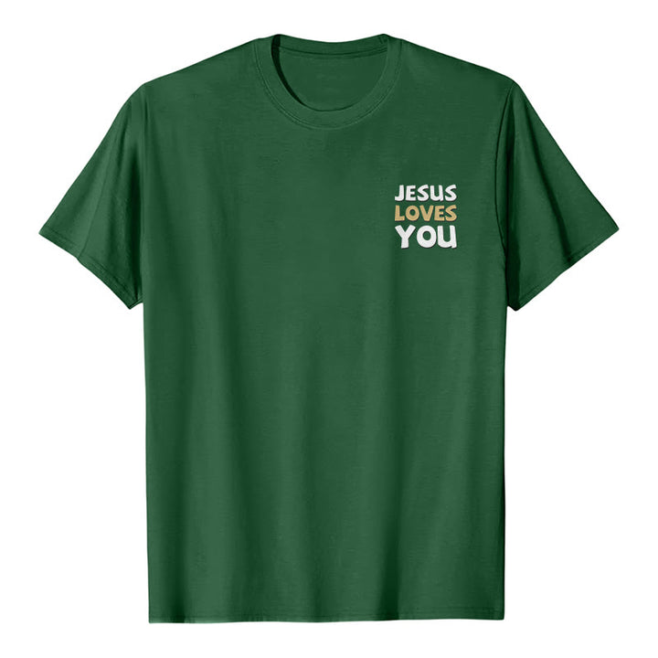 Christianartworkshop Dual-Side Two-Tone Scripture REV.3:20 Letter Print Casual Classic T-Shirt - image 14