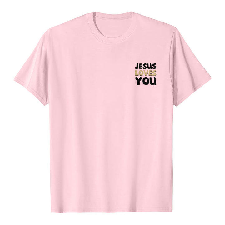 Christianartworkshop Dual-Side Two-Tone Scripture REV.3:20 Letter Print Casual Classic T-Shirt - image 2