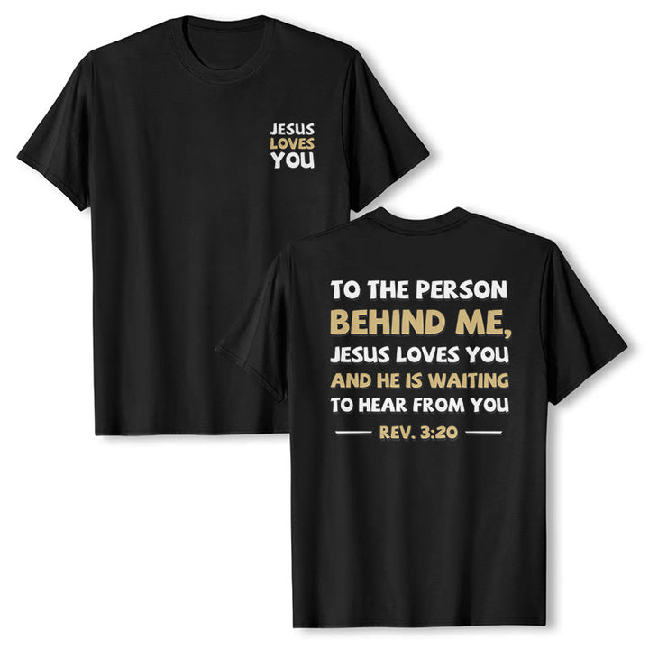Christianartworkshop Dual-Side Two-Tone Scripture REV.3:20 Letter Print Casual Classic T-Shirt - image 16