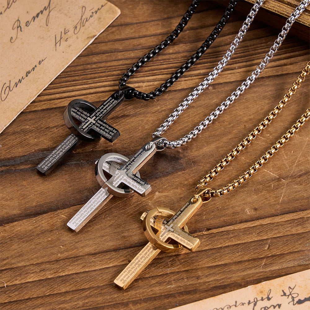 FREE Today: Ring Wrapped Laser Scripture Titanium Steel Cross Box Chain Necklace: Emblem of Everlasting Heavenly Promise - image 1