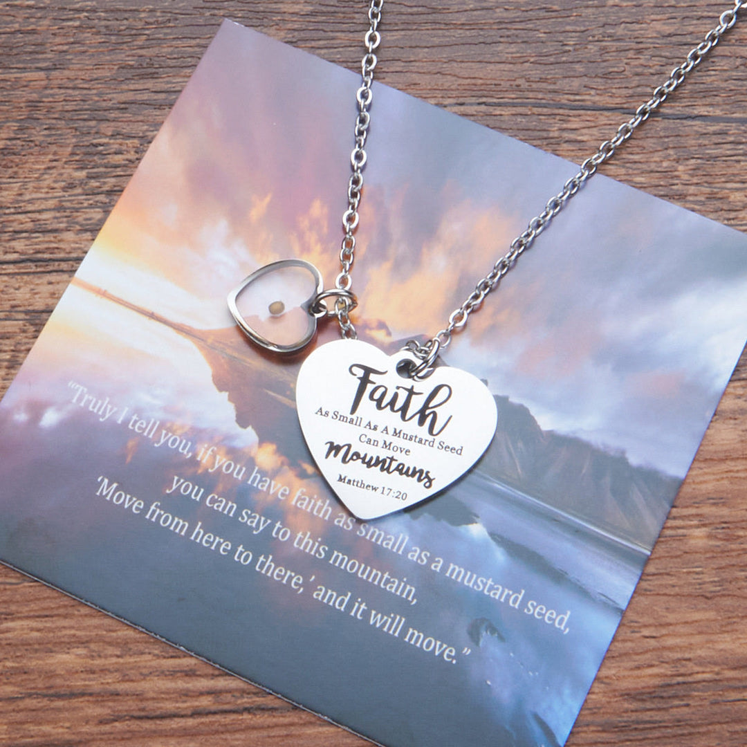 FREE Today: Dual Heart Locket Mustard Seed Matthew 17:20 Scripture Necklace: Emblem of Mighty Unwavering Faith - image 3