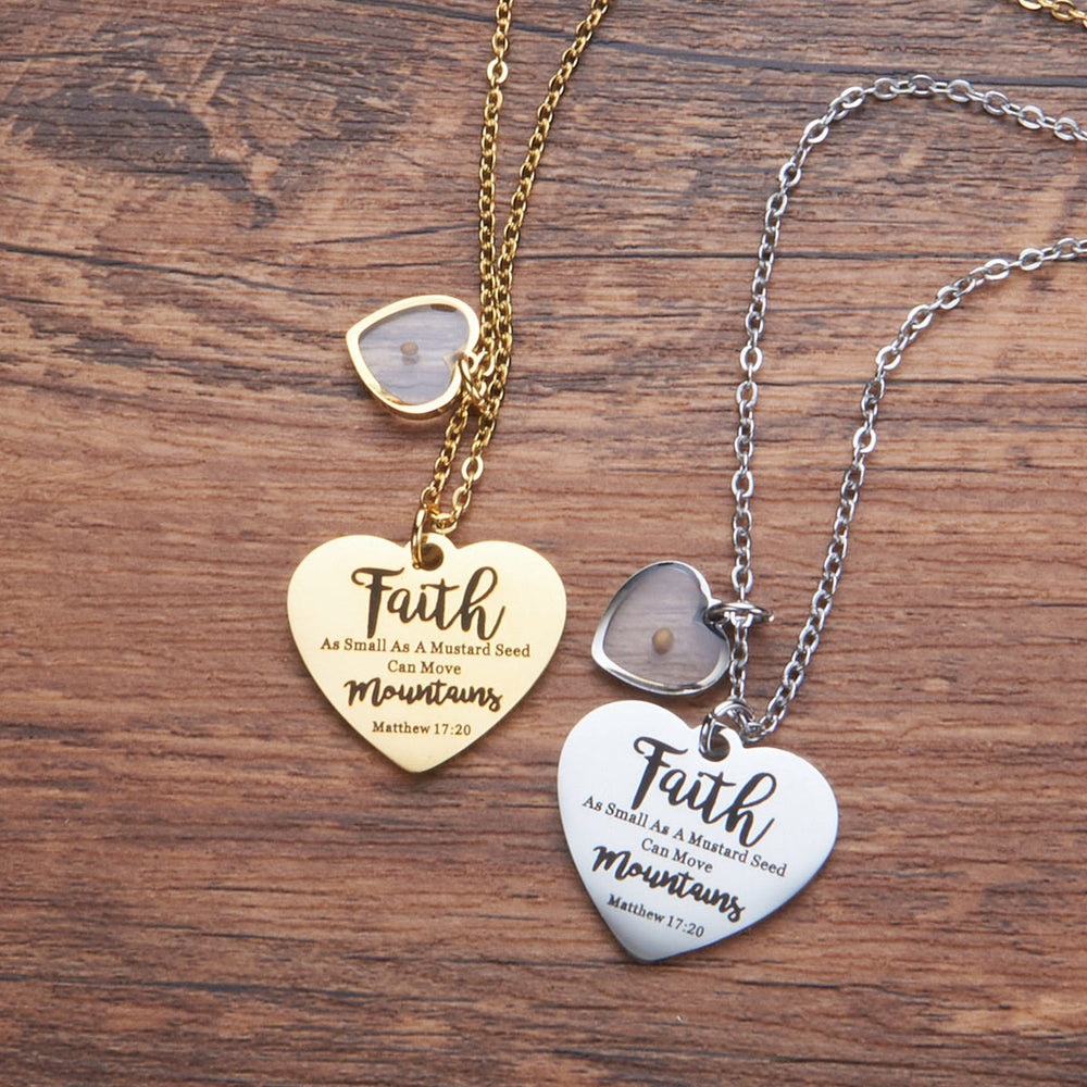 FREE Today: Dual Heart Locket Mustard Seed Matthew 17:20 Scripture Necklace: Emblem of Mighty Unwavering Faith - image 1