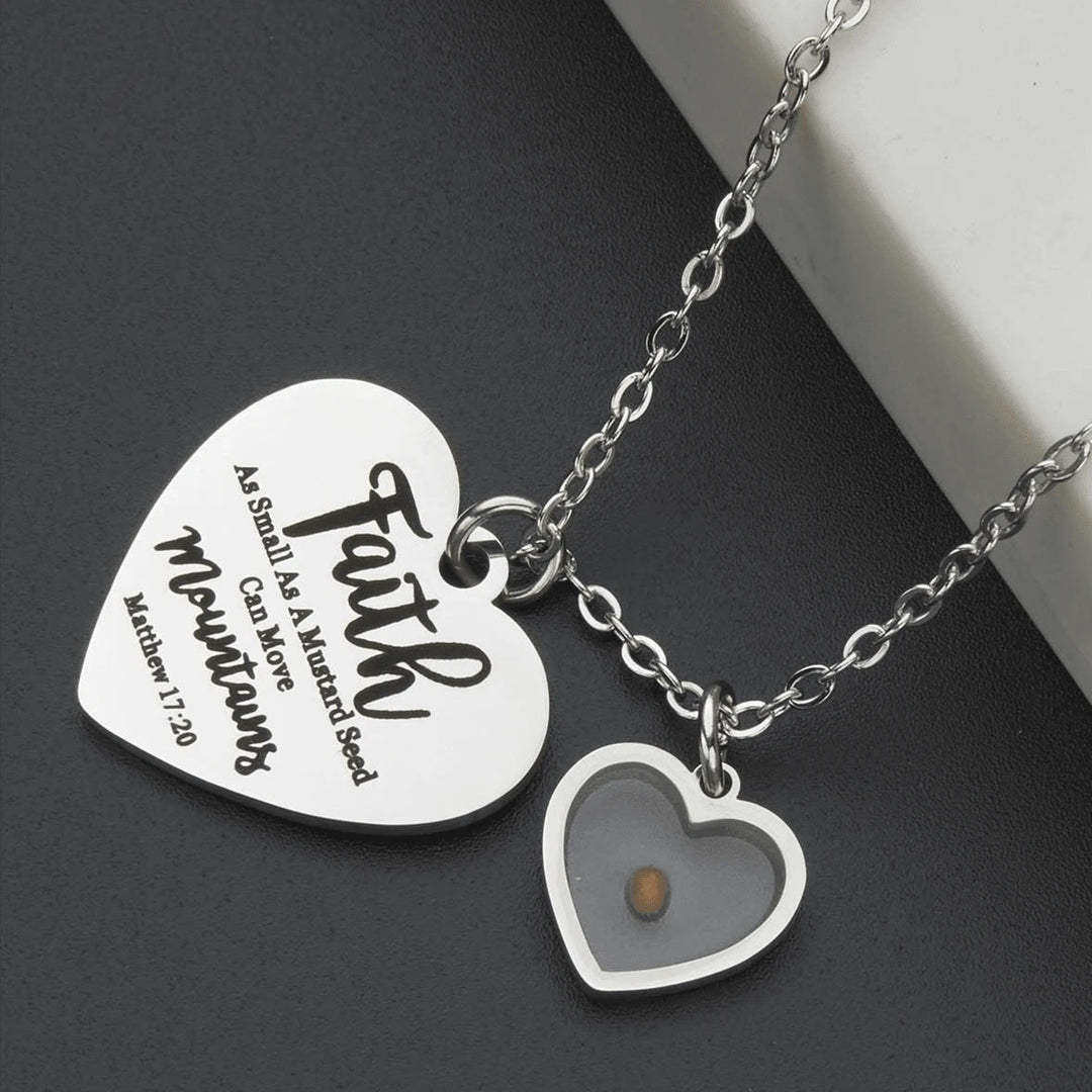 FREE Today: Dual Heart Locket Mustard Seed Matthew 17:20 Scripture Necklace: Emblem of Mighty Unwavering Faith - image 2