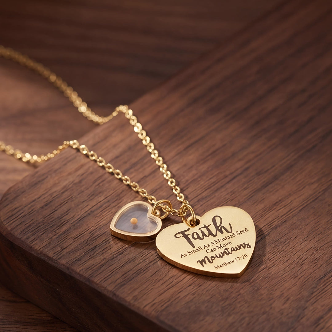 FREE Today: Dual Heart Locket Mustard Seed Matthew 17:20 Scripture Necklace: Emblem of Mighty Unwavering Faith - image 8