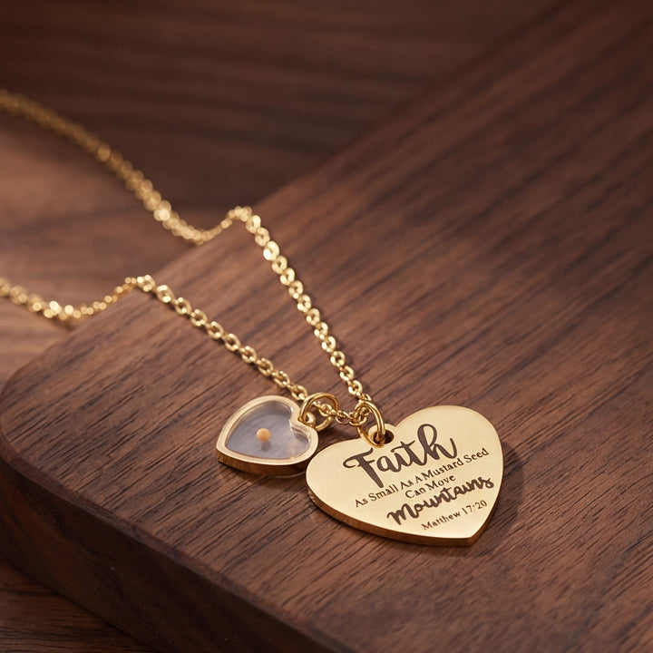 FREE Today: Dual Heart Locket Mustard Seed Matthew 17:20 Scripture Necklace: Emblem of Mighty Unwavering Faith - image 8